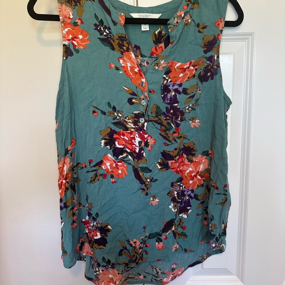 Stitch Fix Market and Spruce Women's Floral Sleeveless Top - Teal and  coral